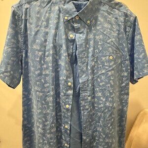 Croft Barrow Mens Short Sleeve Shirt Blue Size L